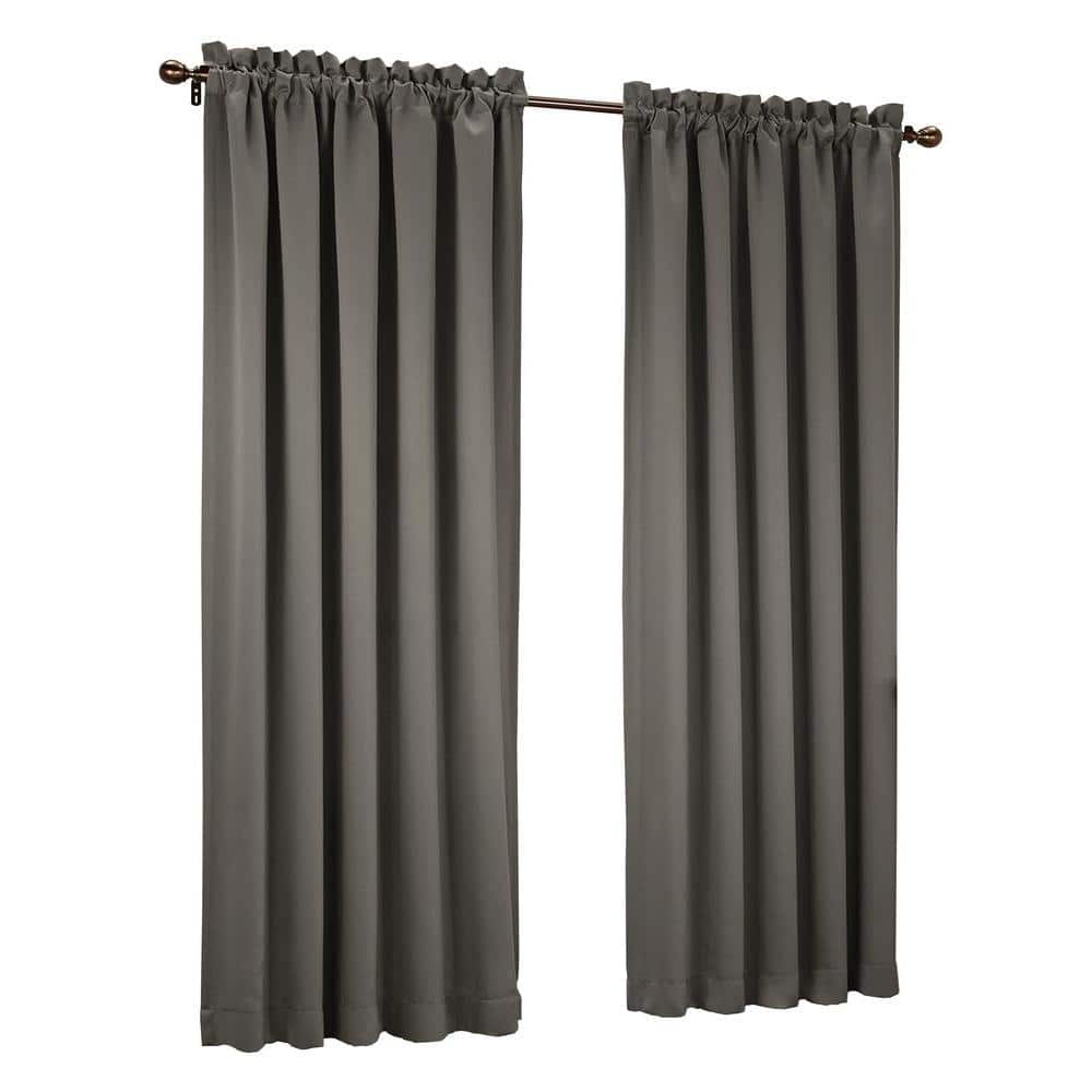 Steel Gray Room Darkening Rod Pocket Curtain Panel