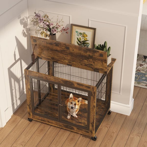 Miscool Cages for Dog Crate Furniture Dog Kennel Equipped Decorative Pet  Crate Dog House Side Tabel Small Size in Brown YCHD10DOG0688 - The Home  Depot