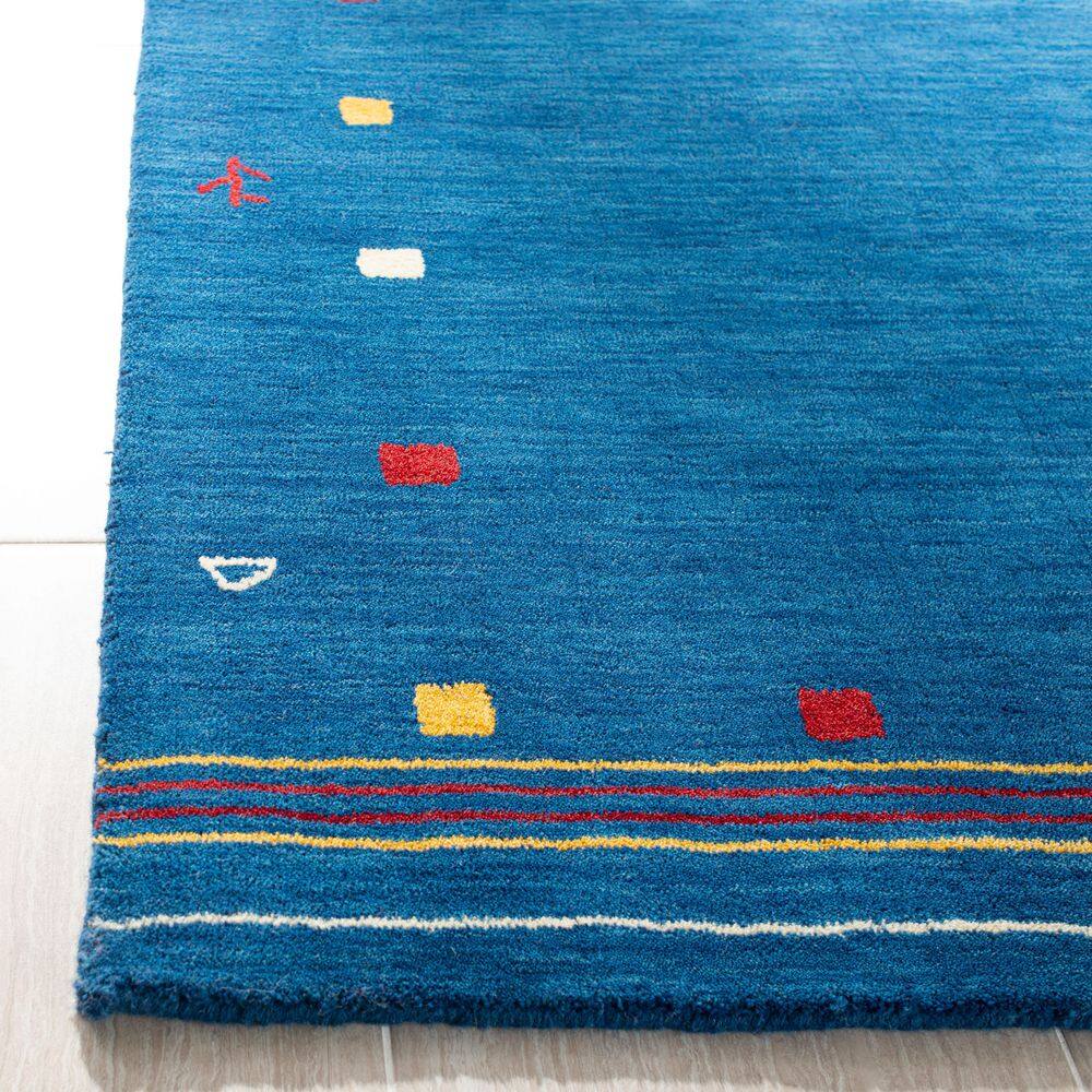 Handmade Blue Wool 27" Hand-Knotted Area Rug