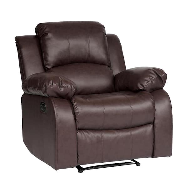 Lazzara Bianca Brown Faux Leather Manual Recliner