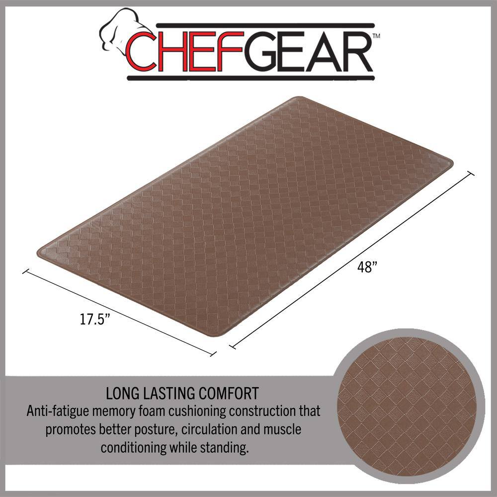 Mocha Basketweave Anti-Fatigue Kitchen Mat 17.5" x 48"