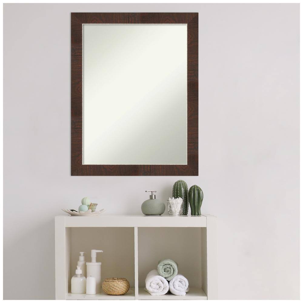 Wildwood Brown and Silver Rectangular Wood Bathroom Vanity Mirror