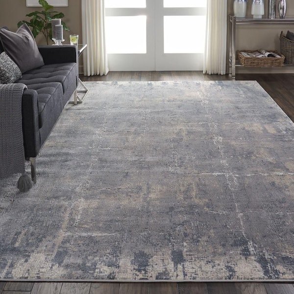 Rustic Textures Grey/Beige 8 ft. x 11 ft. Abstract Contemporary Area Rug