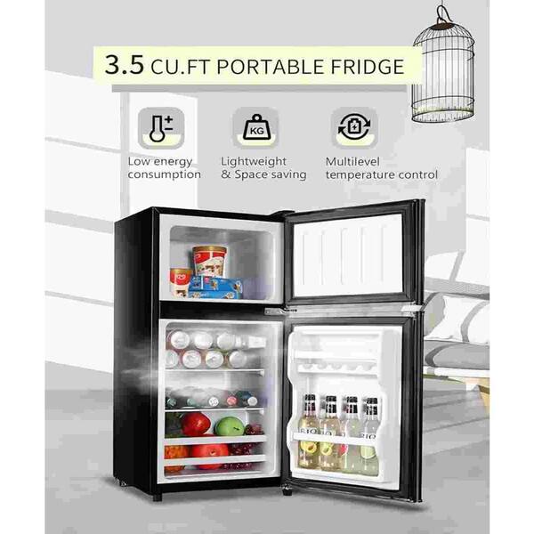 Siavonce 3.5 cu. ft. Mini Refrigerator in Black Compact Refrigerator with  Freezer 2 Door and 7 Level Thermostat Removable Shelves ZX-137472 - The  Home Depot