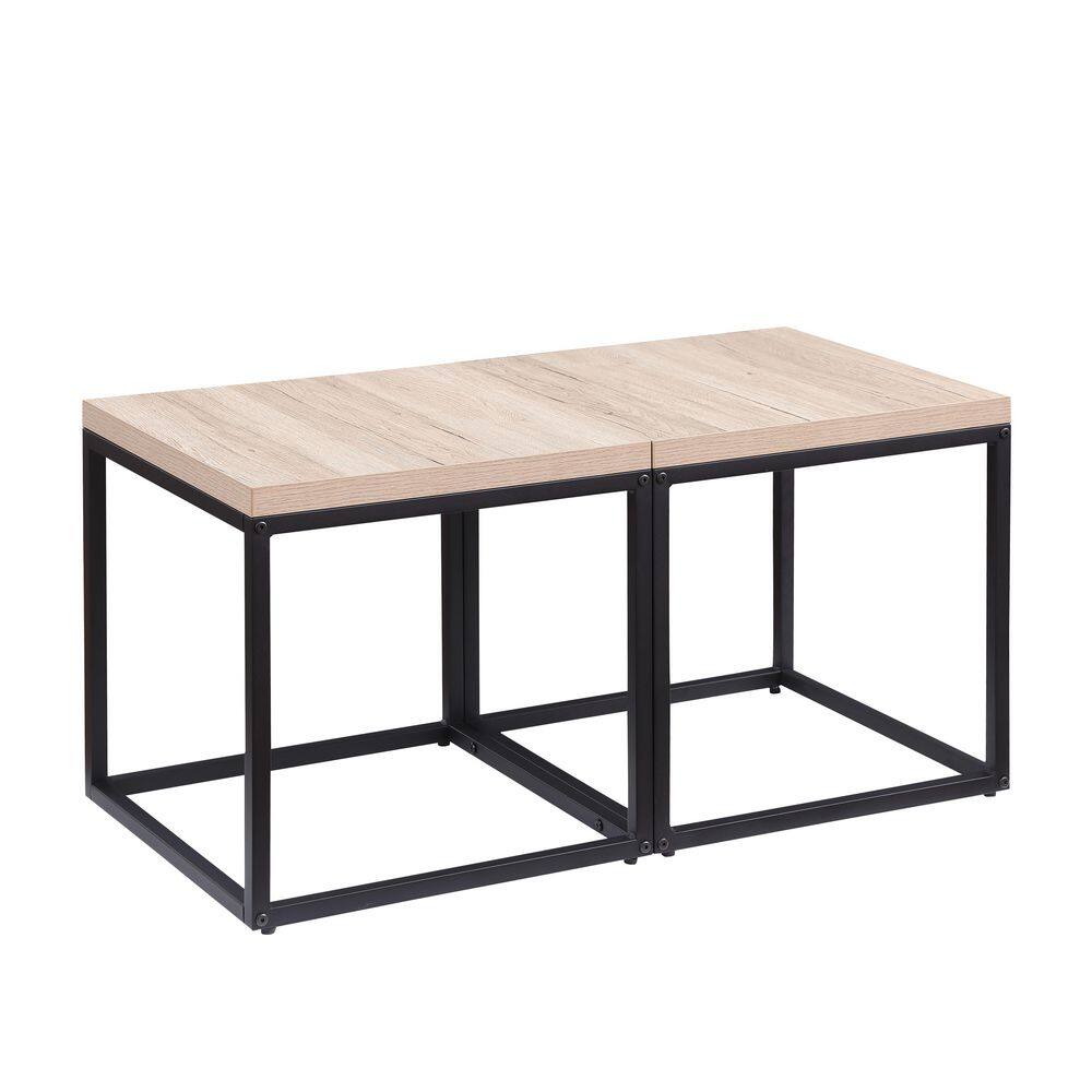 Natural 35.5 in. Rectangular Wood Outdoor Side Table End Table Set of 2, Nightstand Coffee Table for Living Room Bedroom price history on PriceWatchPro