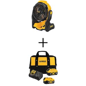 20V MAX Lithium-Ion Jobsite Fan with 20V MAX XR Premium Lithium-Ion 6.0Ah and 4.0Ah Batteries and Charger