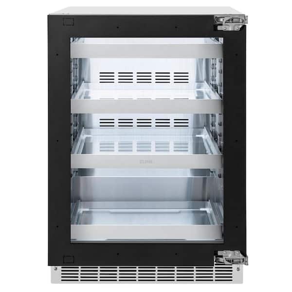 ZLINE Kitchen and Bath Autograph Edition Touchstone 24 in. Single Zone 151-Can Panel Ready Beverage Fridge w/ Glass Door and Matte Black Handle