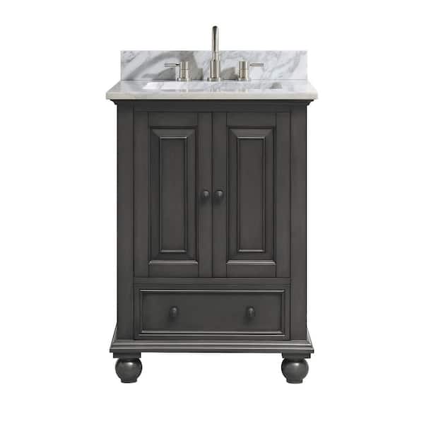 Thompson 24 in. Single Sink Charcoal Glaze Bath Vanity with Carrara White Marble Top