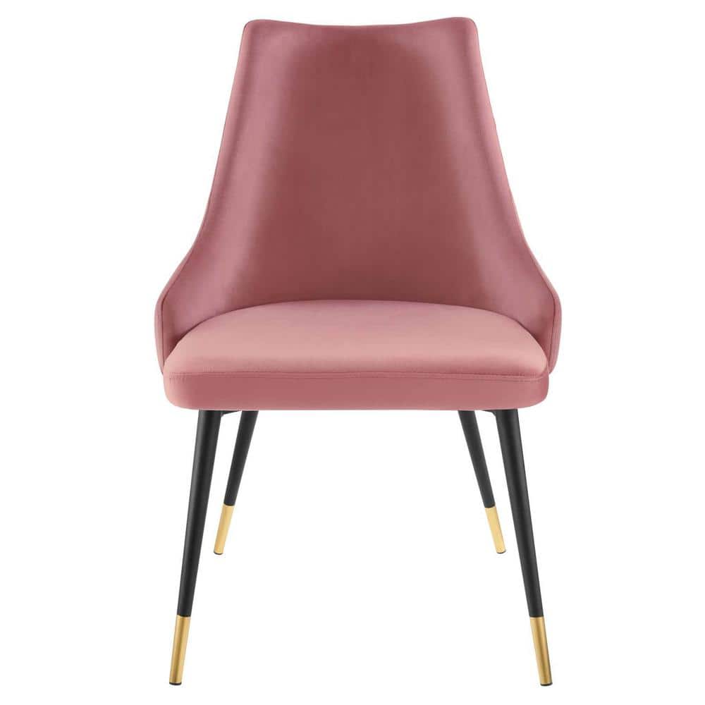 Dusty Rose Velvet Tufted Dining Side Chair with Metal Legs