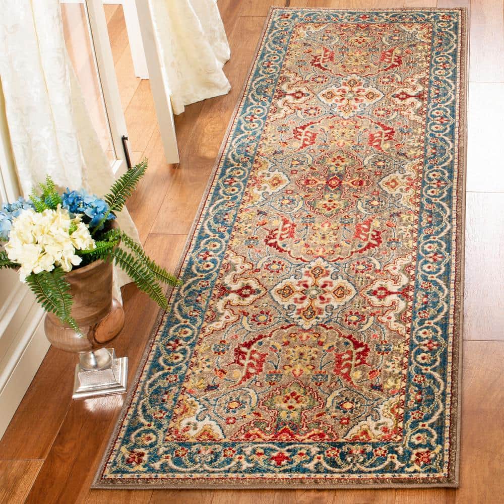 Kashan 3 ft. x 6 ft. Taupe/Blue Border Ornate Runner Rug price history on PriceWatchPro