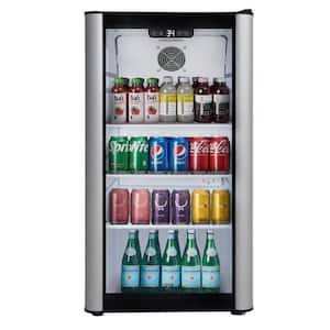 3.1 cu. ft. Commercial Upright Merchandiser Display Refrigerator Glass Door Beverage Cooler in Silver