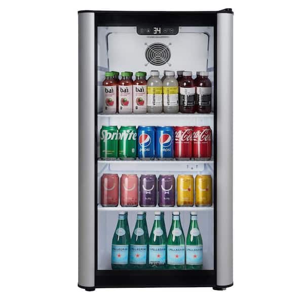 Premium LEVELLA 3.1 cu. ft. Commercial Upright Merchandiser Display Refrigerator Glass Door Beverage Cooler in Silver