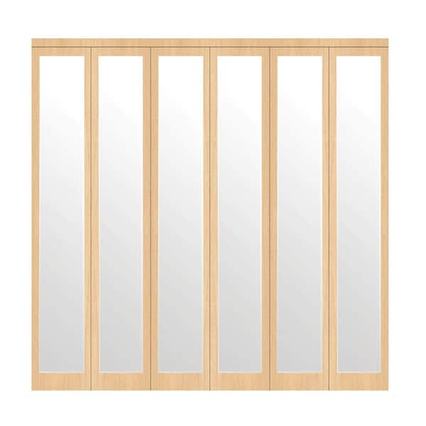 Impact Plus 78 in. x 80 in. Mir-Mel Stain Grade Maple Mirror Solid Core MDF Interior Closet Bi-fold Door with Matching Trim