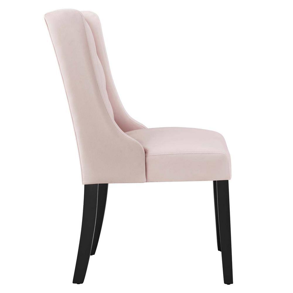 Baronet Pink Velvet Upholstered High Back Side Chairs with Wood Legs