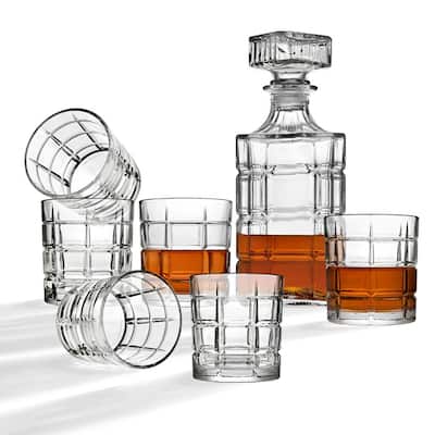 34 oz. Clear Crystal Decanter and 10 oz. DOF Whiskey Glasses (7-Piece Set)