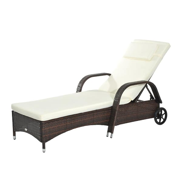 Mixed Brown Outsunny Outdoor Rattan Wicker Chaise Lounge Chair with Height Adjustable Backrest & Durable Material