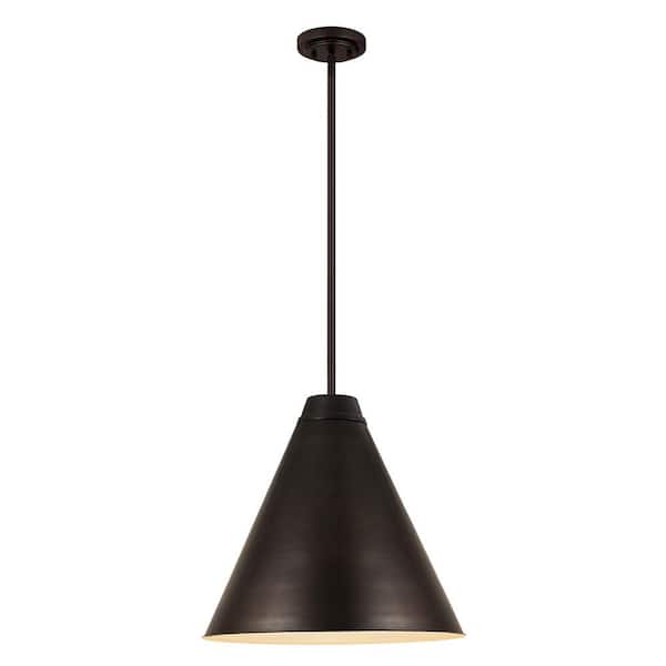 Unbranded Eaton 1-Light Matte Black Pendant with Matte Black Glass Shade
