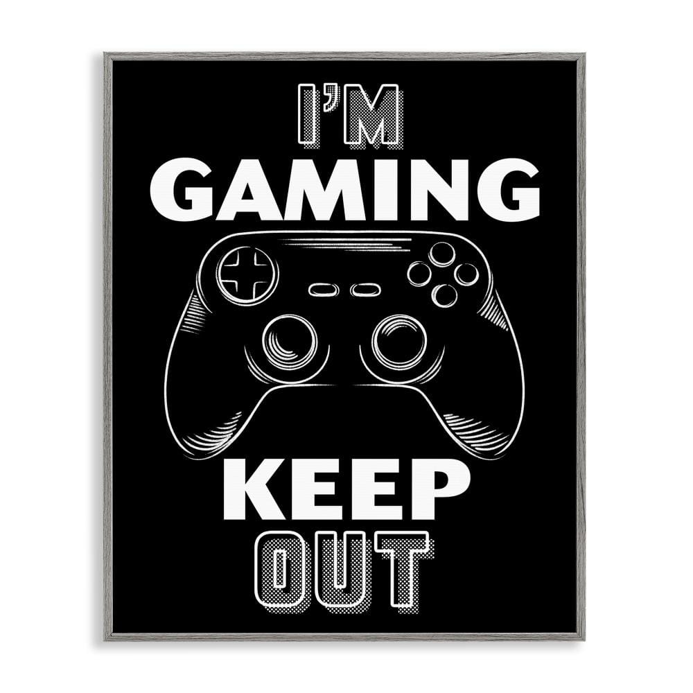 I'm Gaming Keep Out Gray Framed Giclee Art, design by Marcus Prime