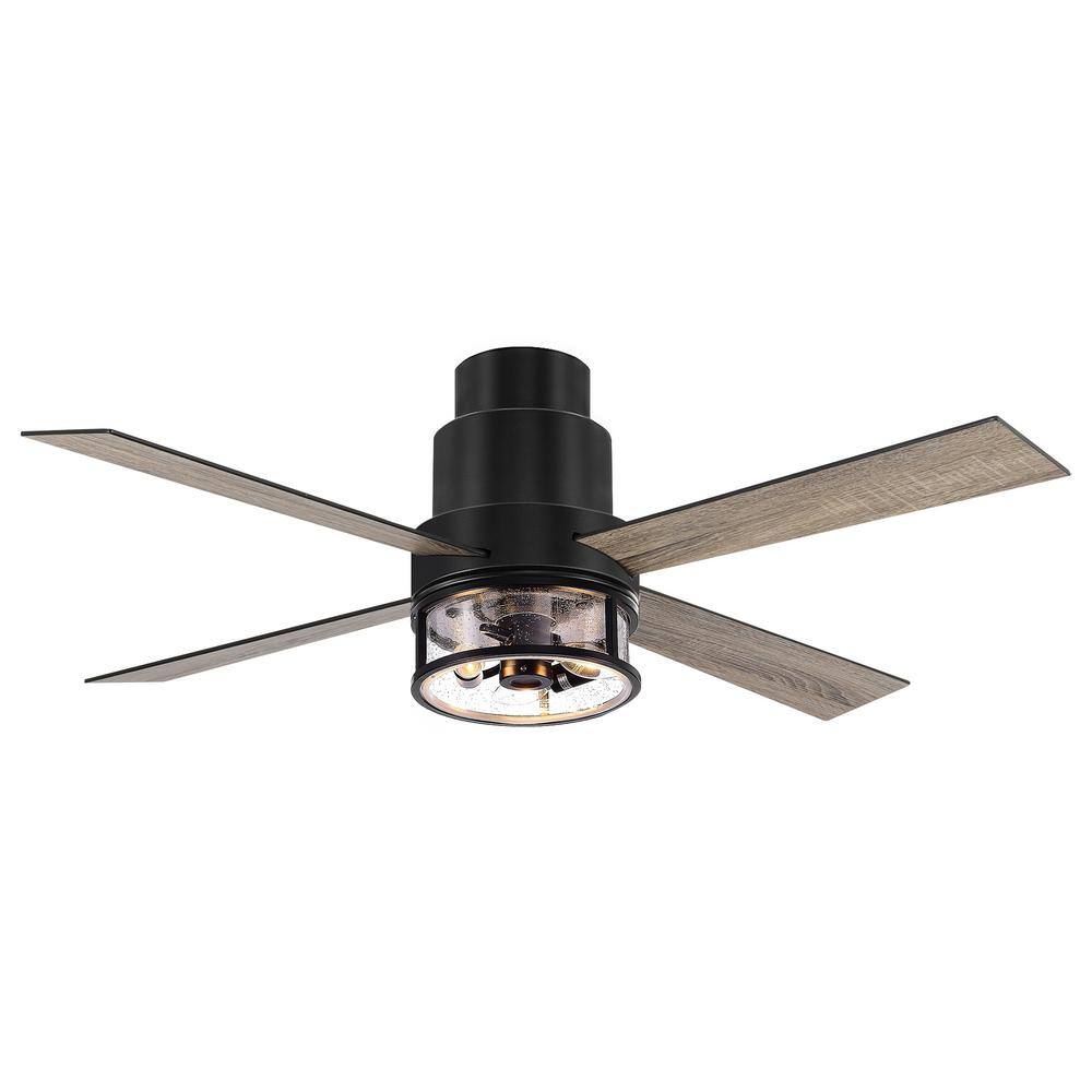 Breezary Hubery 52 in. Indoor Matte Black Hugger Ceiling Fan with