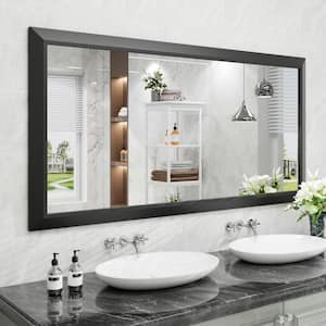 60 in. W x 30 in. H Rectangular Aluminum Alloy Framed and Tempered Glass Wall Bathroom Vanity Mirror in Matte Black