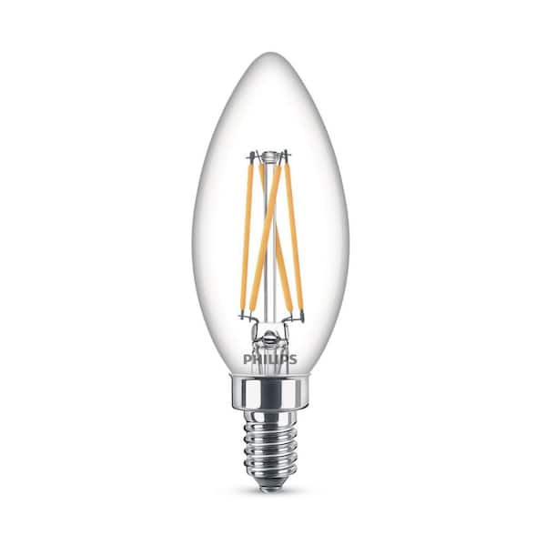 40-Watt Equivalent B11 Clear Glass Non-Dimmable E12 LED Light Bulb Daylight 5000K (3-Pack) 567388 - The Home Depot