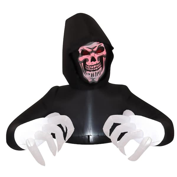 Haunted Hill Farm 4.9 ft. Inflatable Pre-Lit Grim Reaper HIGRIMRP051-L -  The Home Depot