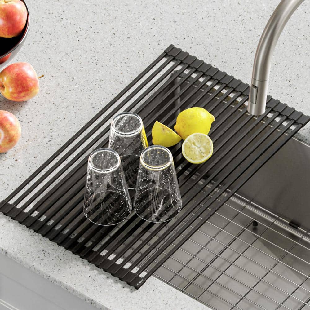 20.5-inch Gray Stainless Steel Foldable Over-Sink Dish Drying Rack