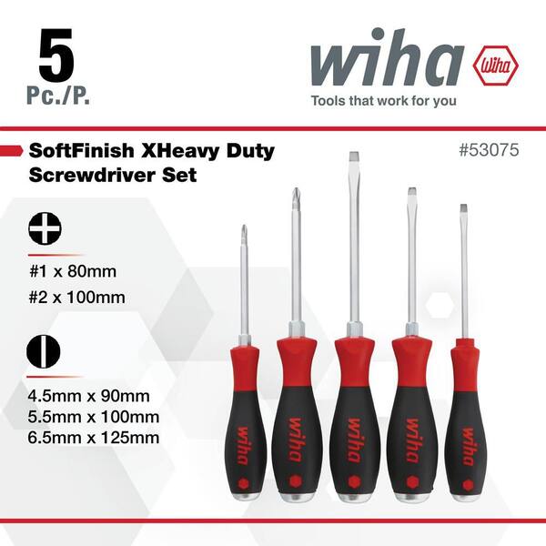 Wiha SoftFinish XHeavy Duty Slotted and Phillips Screwdriver Set