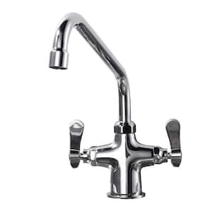 Double Handle Deck Mount Commercial Standard Kitchen Faucet with 10 in. Swivel Spout in Polished Chrome