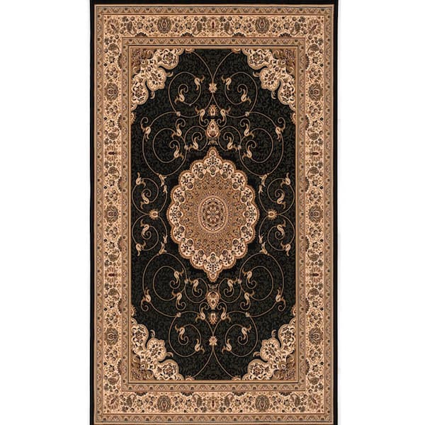 Rug Branch Majestic Black 3 ft. 9 in. x 5 ft. 6 in. Traditional Area Rug