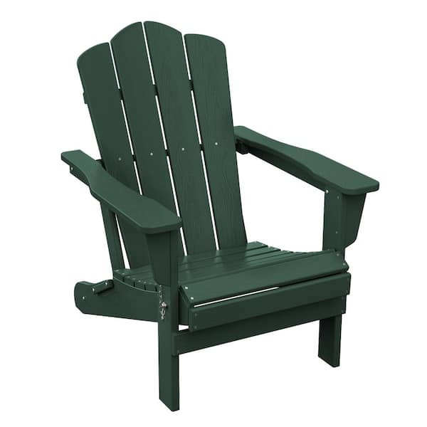 JEAREY HDPE Classic Green Folding Plastic Adirondack Chair (1-Pack)