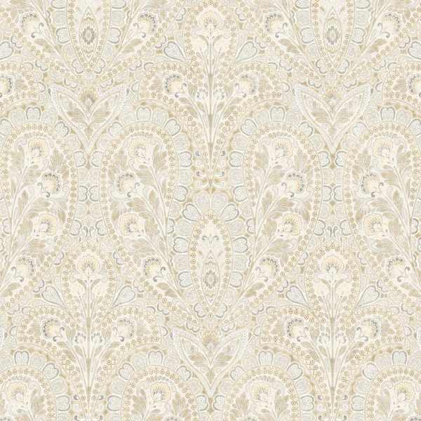 Norwall Ornamental Yellows, Greys & Cream Vinyl Roll Wallpaper (Covers 55 sq. ft.)