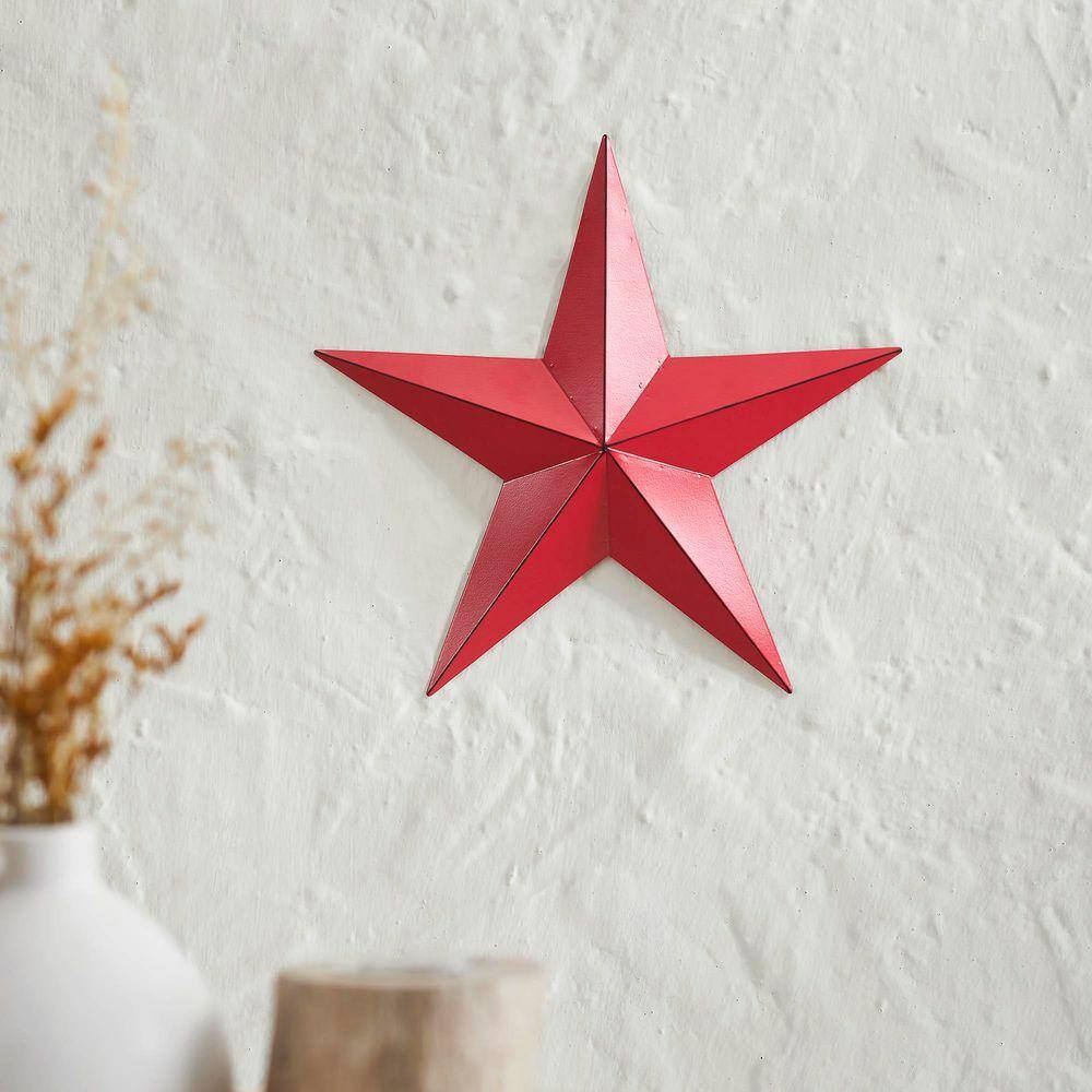 VHC BRANDS 1-Piece 12 in. x 12 in. Barn Red Distressed Metal Star