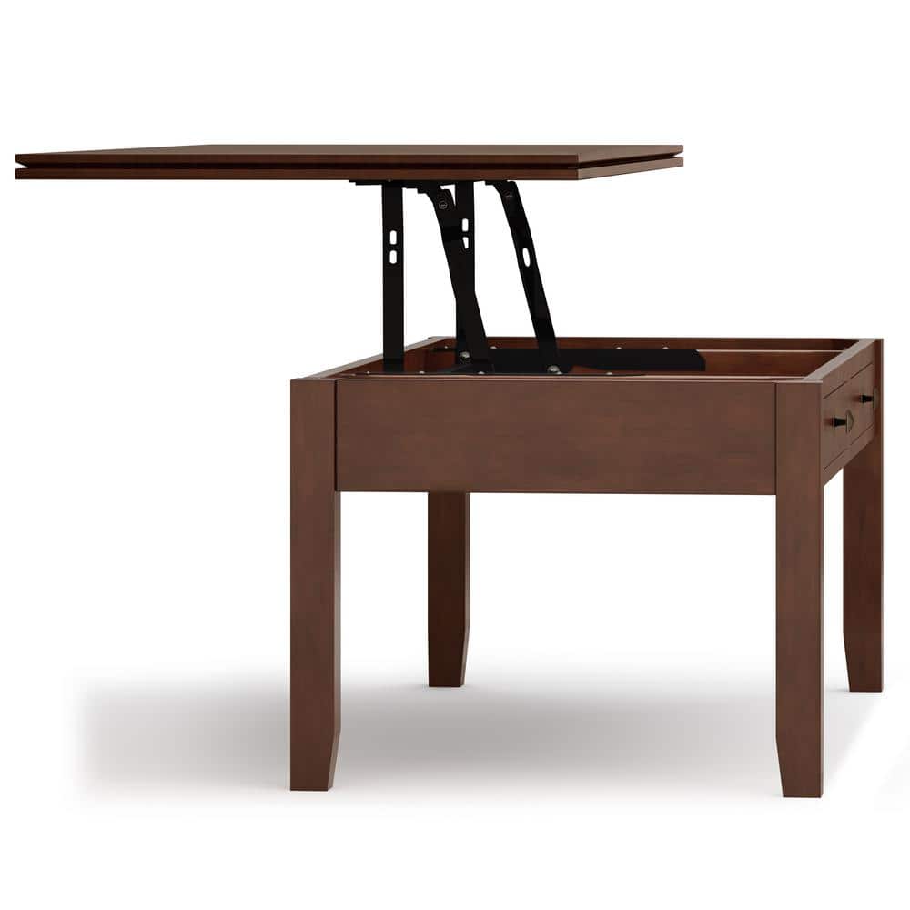 Russet Brown Solid Wood Lift-Top Coffee Table with Storage