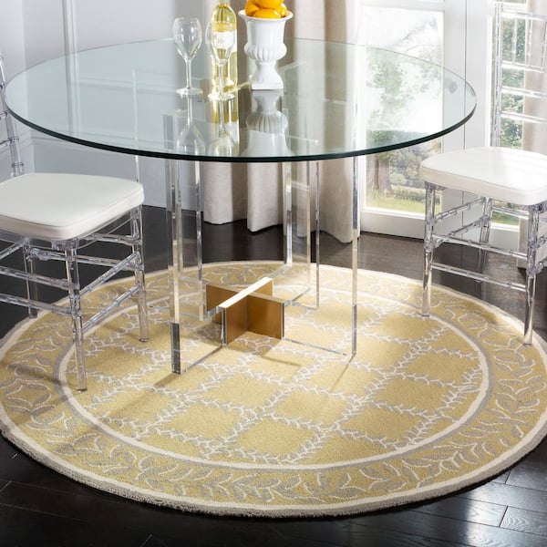 Chelsea Yellow/Gray 6 ft. x 6 ft. Round Border Area Rug