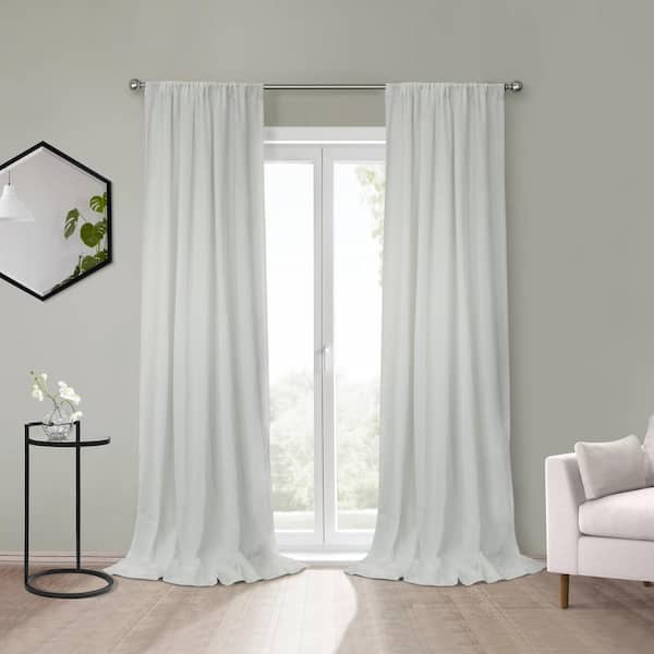 Habitat Sierra White Polyester Slub Textured 52 in. W x 84 in. L Dual Header Indoor Light Filtering Curtain (Single Panel)