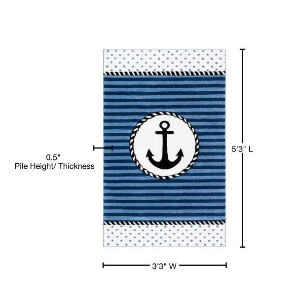 Safavieh Carousel Kids Anchor 3 x 5 Navy/Ivory Indoor Kids Throw Rug