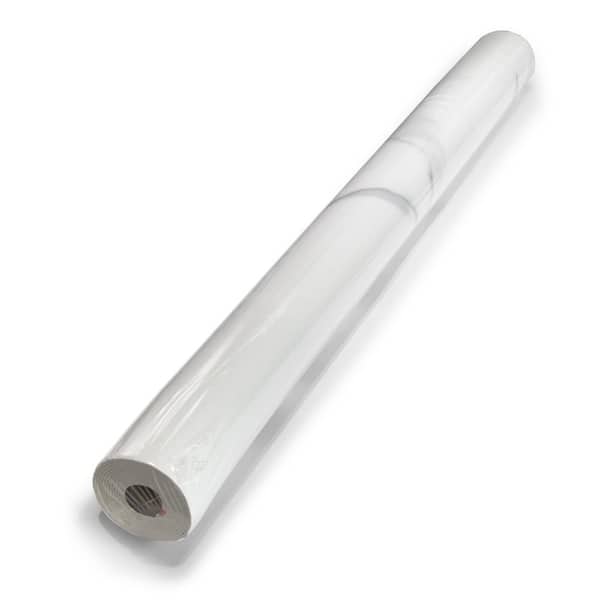 0.08 in. x 4 ft. x 10 ft. Carrara White Square Edge Vinyl Matte Peel and Stick Decorative Wall Paneling Roll (1-Pack)