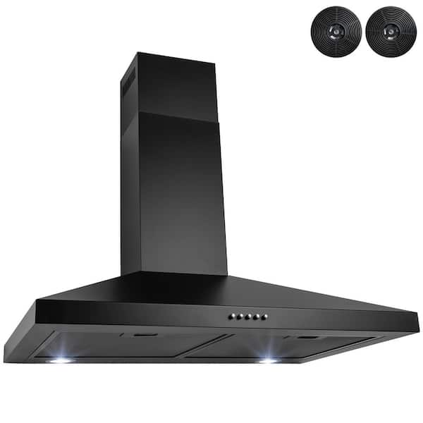 Golden Vantage 30 in. 217 CFM Convertible Black Painted Stainless Steel  Wall Mount Range Hood with LED and Carbon Filters RH0474 - The Home Depot