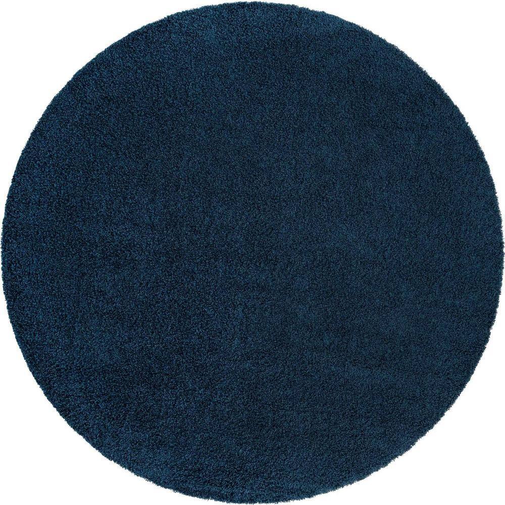 4' x 6' Blue Solid Shag Synthetic Washable Rug