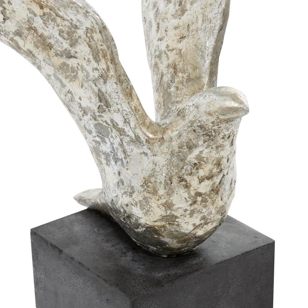 Silver and Black Resin Bird Sculptures Set of 3