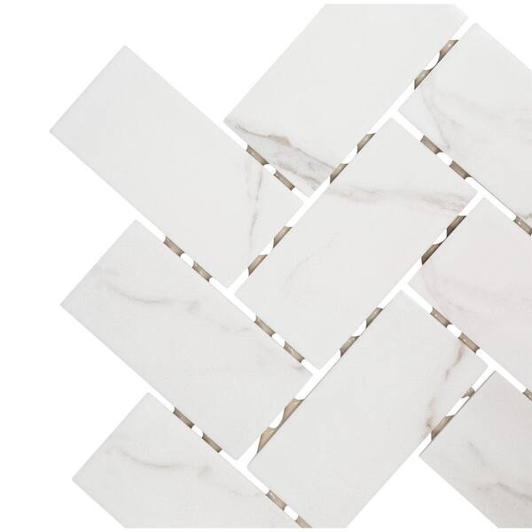 Marazzi      Developed by Nature Calacatta 12 in. x 14 in. x 6 mm Ceramic Mosaic Floor and Wall Tile (0.67 sq. ft. / piece)
