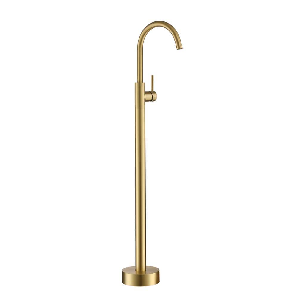 Freestanding Floor Mount Single Handle Bath Tub Filler Faucet with Water Su