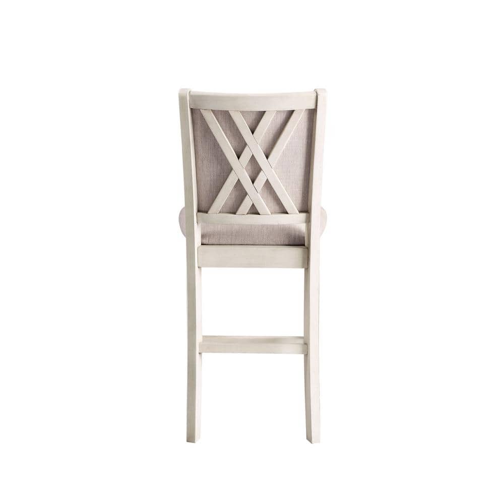 Cream Round Wood Counter Pub Set with 4 Chairs