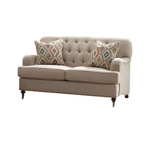 Alianza 38 in. Beige Fabric Fabric 2-Seats Loveseats with 2 Pillows