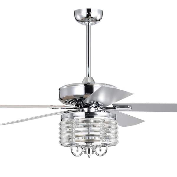 Warehouse of Tiffany Themar 52 in. 3-Light Indoor Chrome Finish Ceiling Fan with Light Kit