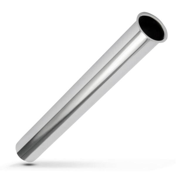 PLUMBFLEX 1-1/2 in. x 12 in. 22-Gauge Brass Flanged Sink Tailpiece for Tubular Drain Applications Chrome Plated