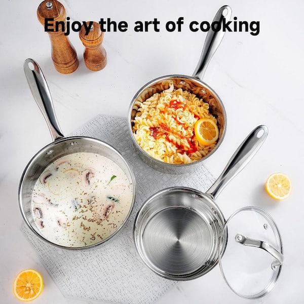 GrandTies Full-Clad Tri-Ply 3 QT Stainless Steel Sauce pan with Lid Induction Cookware - Bed Bath & Beyond - 35397614 GrandTies Full-Clad Tri-Ply 3 QT Stainless Steel Sauce pan with Lid Induction Cookware - Bed Bath & Beyond - 35397614