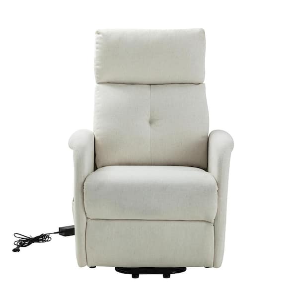 JAYDEN CREATION Carol Ivory Power Recliner with Flared Arms 