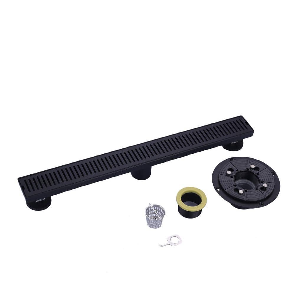 24 in. Stainless Steel Linear Shower Drain in Black with Removable Cover Grate price history on PriceWatchPro